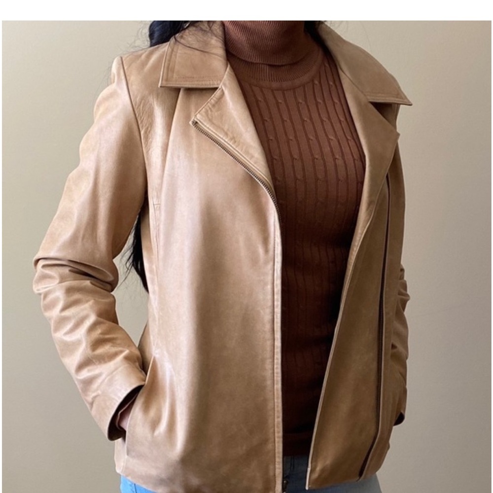 Wilsons Leather Pelle Studio 90s Vintage Perfecto Moto Leather Jacket XL Tan